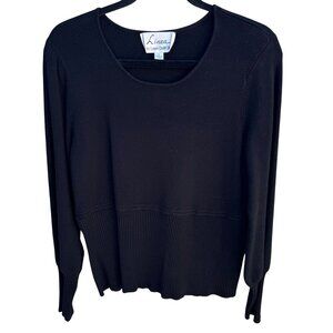 Linea Louis DellOlio Vintage Womens Black Long Sleeve Band Waist Knit‎ Sweater L